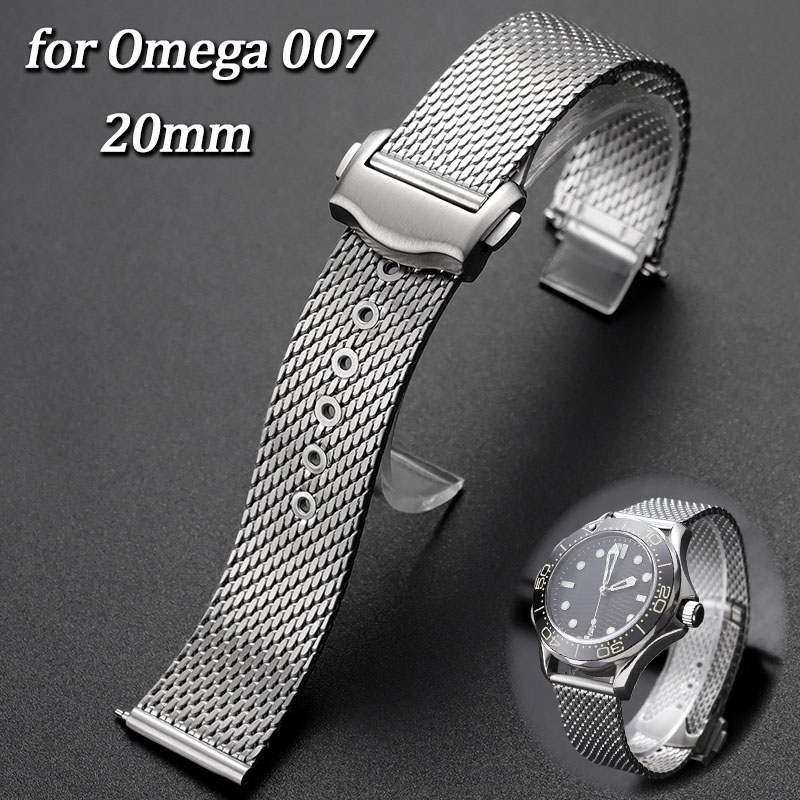 Luxury Watch Omega - 20mm Edelstahl-Mesh-Uhrenarmband Ersatz für Omega Seamaster