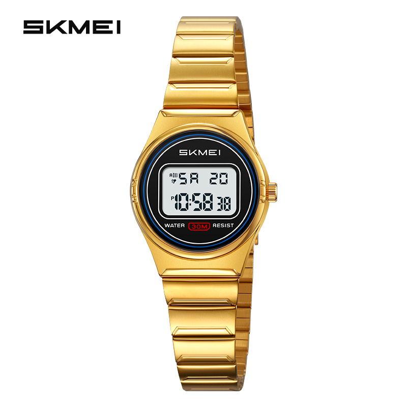 Minute Repeater Watch - SKMEI 2338-Uhr, kleine digitale Edelstahl-Armbanduhr, Damenmarken,