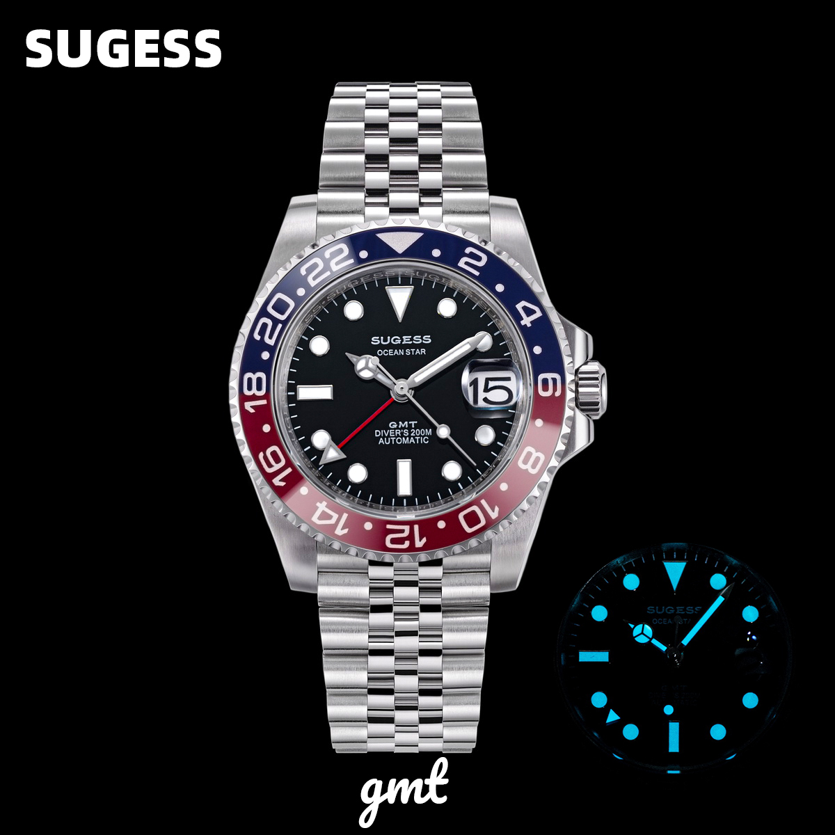 Minute Repeater Watch - Sugess GMT Taucheruhr für Herren, automatische