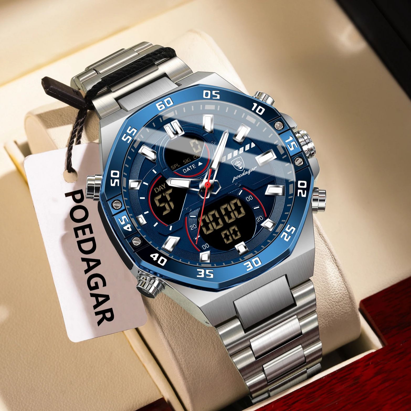 Minute Repeater Watch - POEDAGAR Top Männer Uhr LED Leuchtende