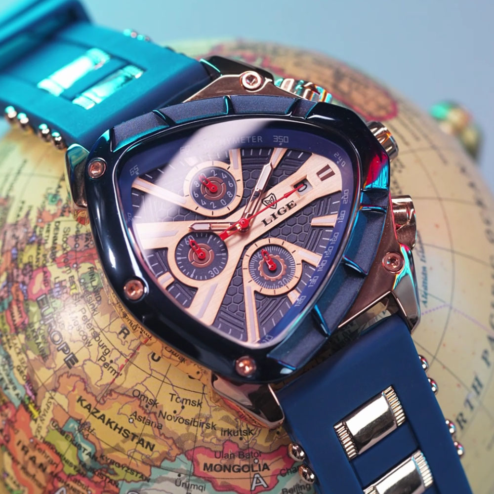 Watch Triangle Luxury - LIGE Modische Herrenuhr Dreieck-Chronograph Militär-Armbanduhr Sport