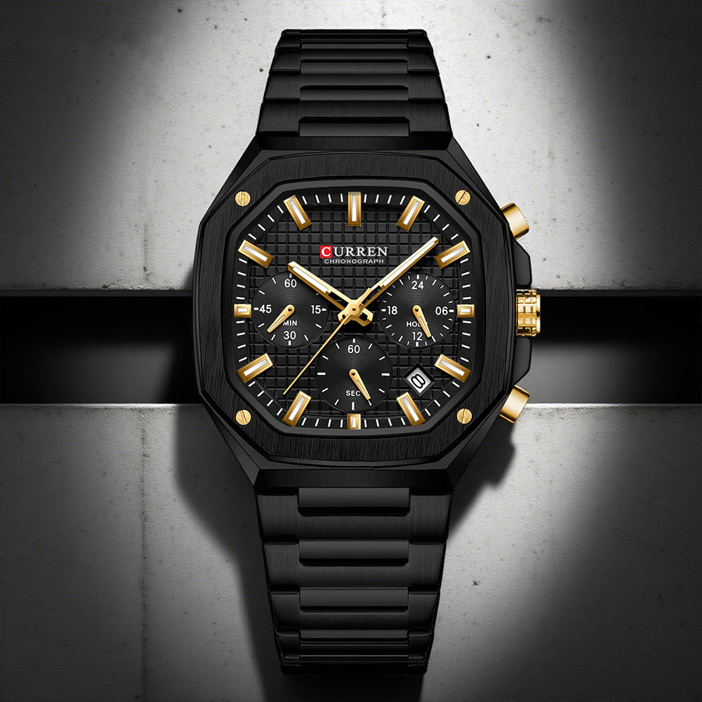 Luxury Watch Hand - CURREN Luxuriöse quadratische Chrono-Uhr für Herren,