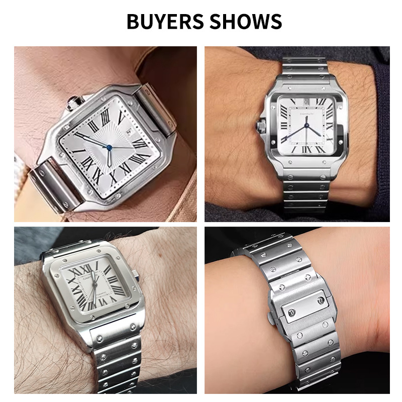 Edelstahl-Uhrenarmband für Her – Cartier Watch Santos Bewertung und Preis
