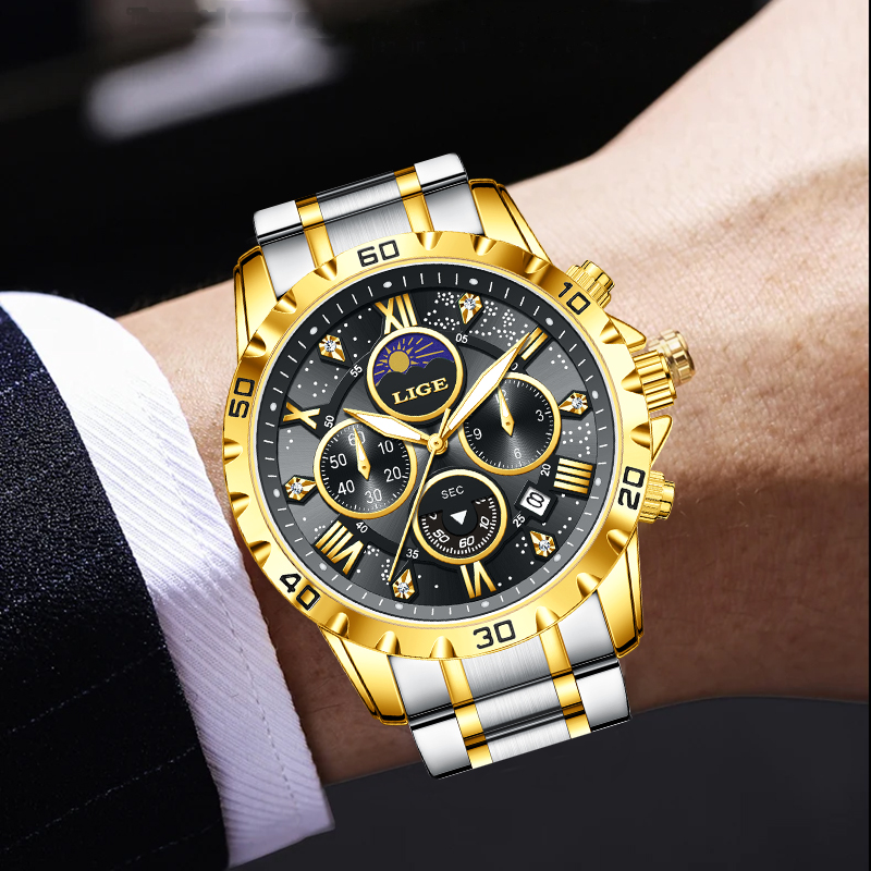 LIGE Top-Marke Luxus-Quarzuhr  – Luxury Watch Hand Bewertung und Preis